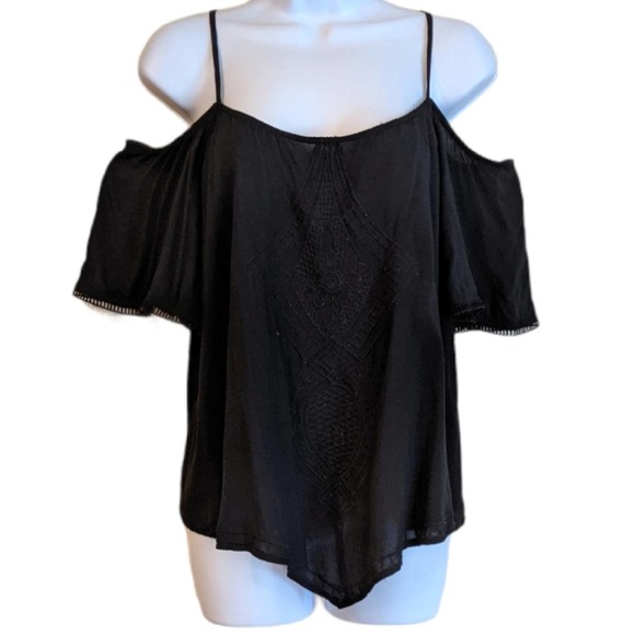 A.N.A embroidered boho black flowy blouse top lrg - Picture 9 of 9